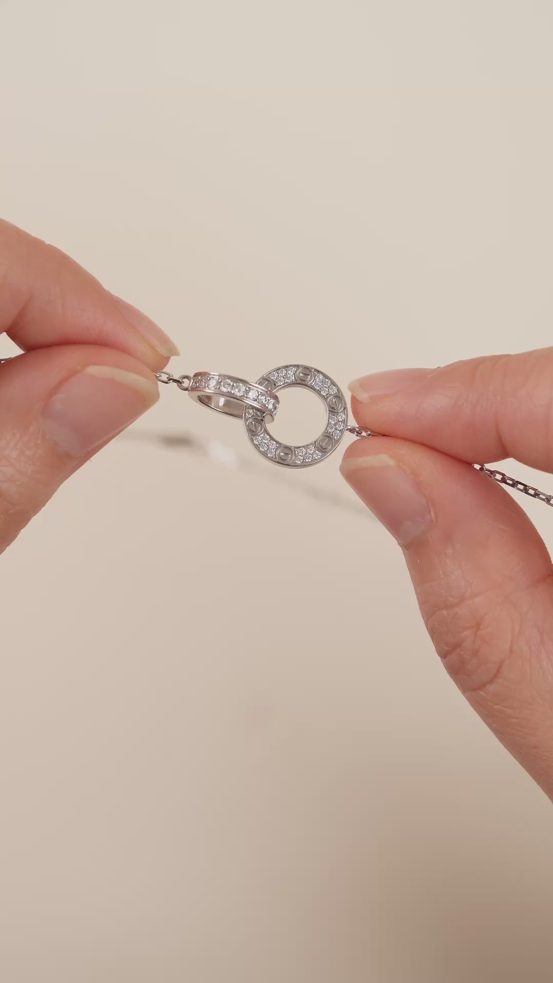 Preloved Cartier Love Paved Diamond 18K White Gold Pendant Necklace