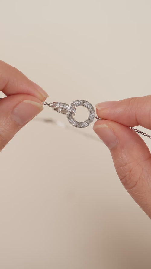 Preloved Cartier Love Paved Diamond 18K White Gold Pendant Necklace