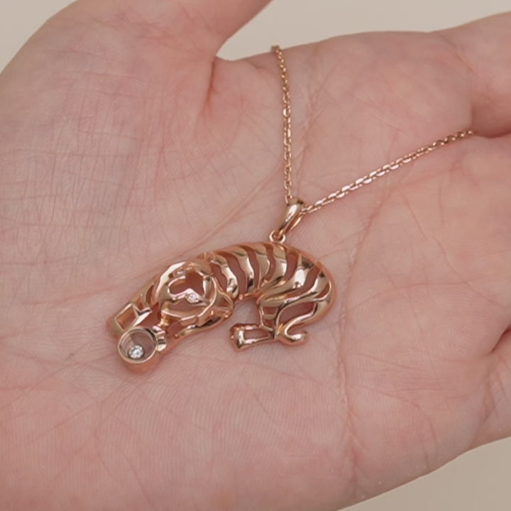 Preloved Chopard Happy Diamonds Animals World Pendant Necklace 18K Rose Gold