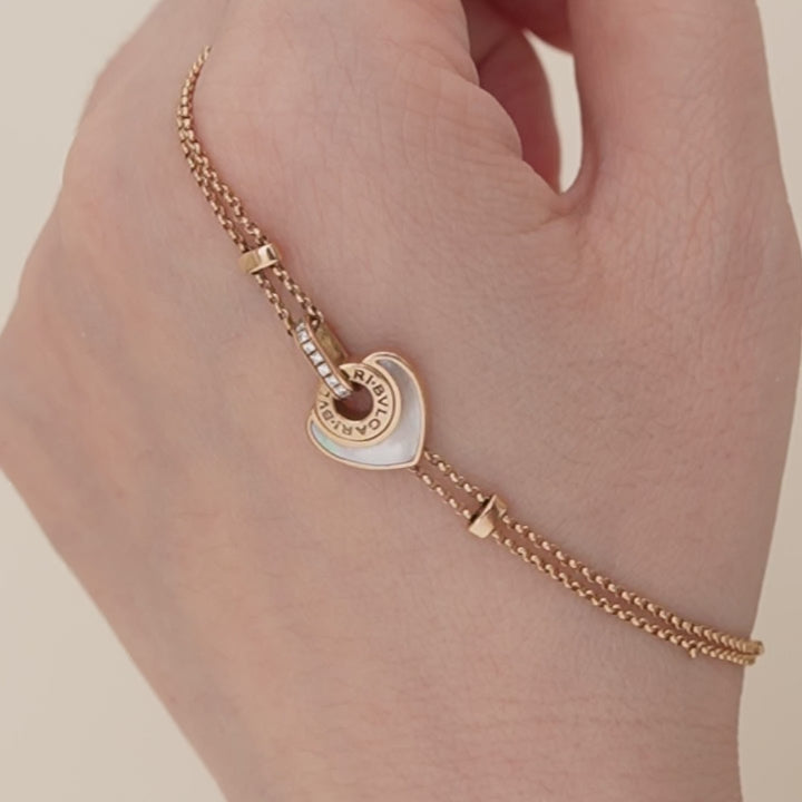 Preowned Bvlgari Cuore Bracelet Mother of Pearl Diamond 18K Rose gold