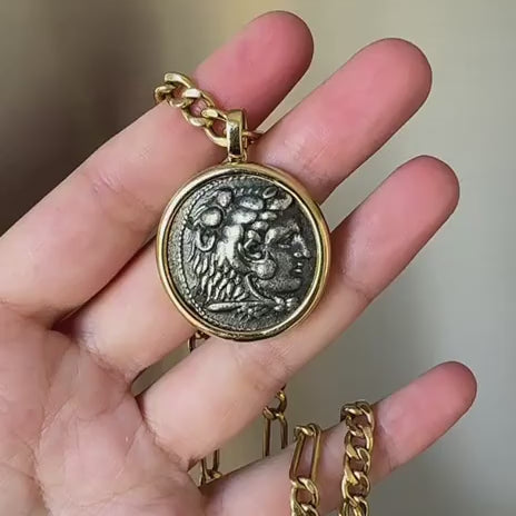 Ancient Coin Pendant Necklace in 18K Yellow Gold