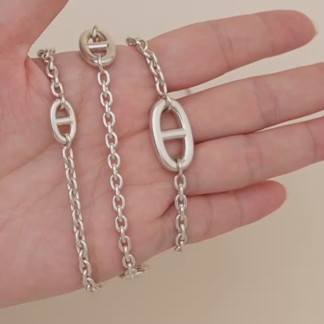 Preowned Authentic Hermès Farandole Sterling Silver Long Necklace 120cm