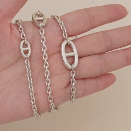 Preowned Authentic Hermès Farandole Sterling Silver Long Necklace 120cm