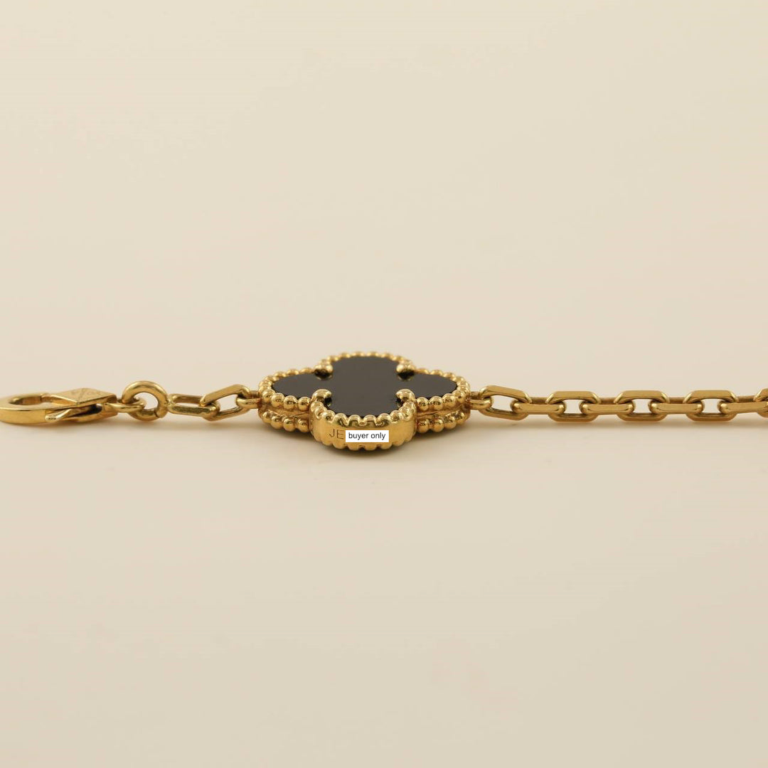 Van Cleef & Arpels Black Onyx Vintage Alhambra 18k Gold Bracelet