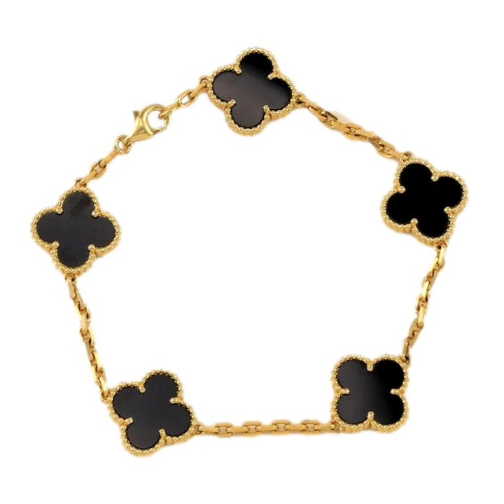 Van Cleef & Arpels Black Onyx Vintage Alhambra 18k Gold Bracelet