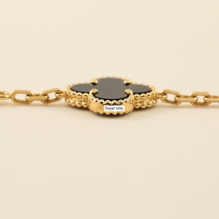 Van Cleef & Arpels Black Onyx Vintage Alhambra 18k Gold Bracelet