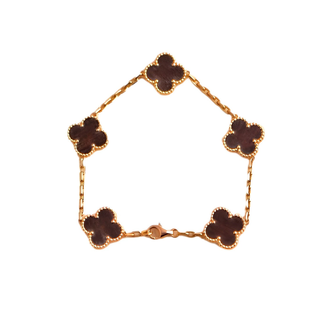 Van Cleef & Arpels Vintage Alhambra Letterwood Rose Gold Bracelet