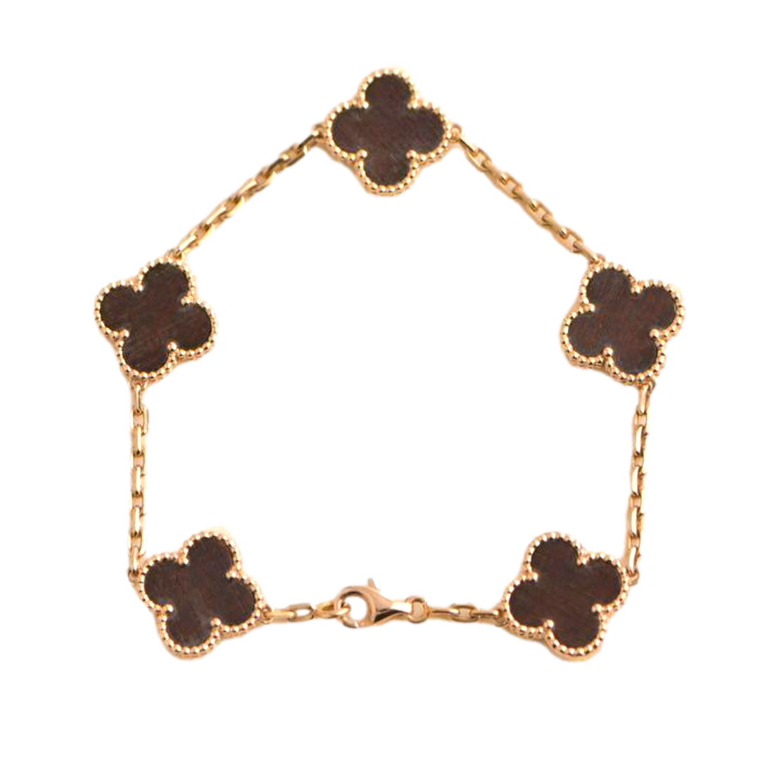 Van Cleef & Arpels Vintage Alhambra Letterwood Rose Gold Bracelet