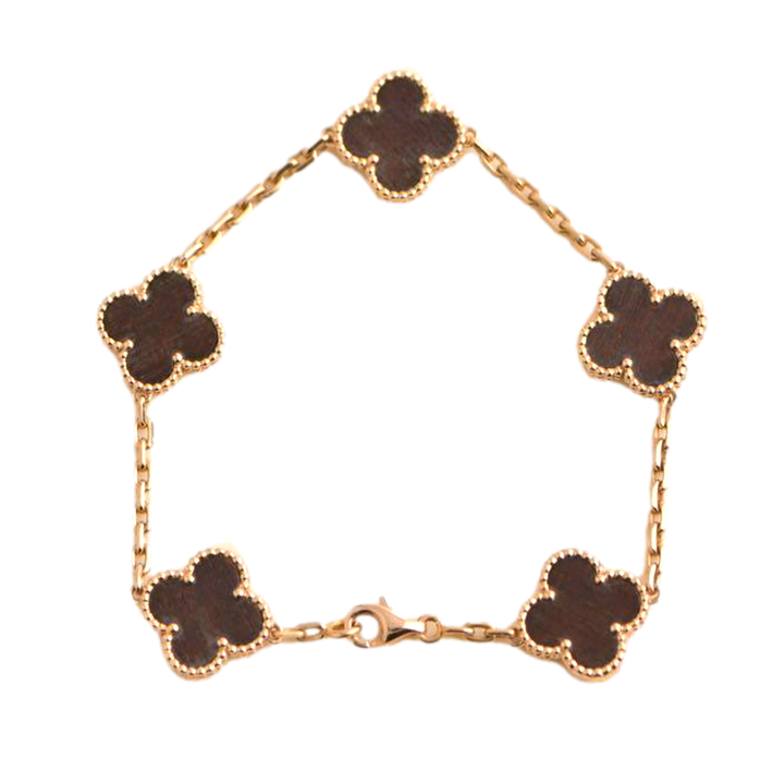 Van Cleef & Arpels Vintage Alhambra Letterwood Rose Gold Bracelet
