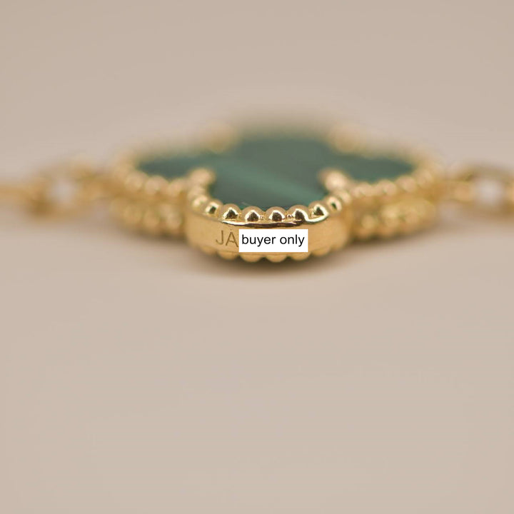 Van Cleef & Arpels 5 Motif Vintage Alhambra Malachite Yellow Gold Bracelet