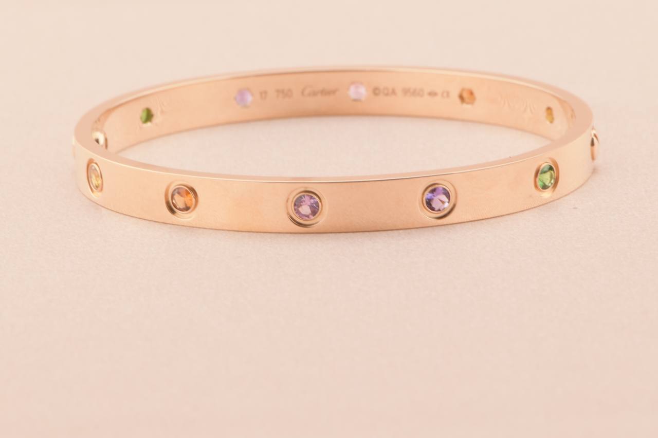 Cartier Love Bracelet Rainbow Rose Gold Size 17 Dandelion Antiques