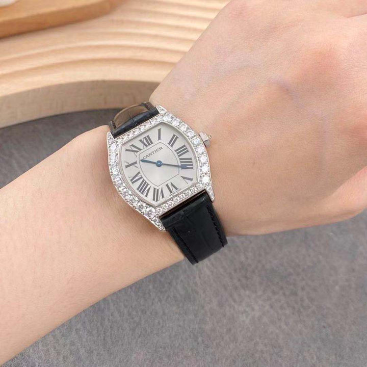 Cartier Tortue Francaise White Gold Diamond Ladies Watch WA507231