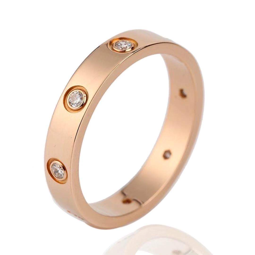 Cartier Love Rose Gold 8 Diamond Ring Size 53