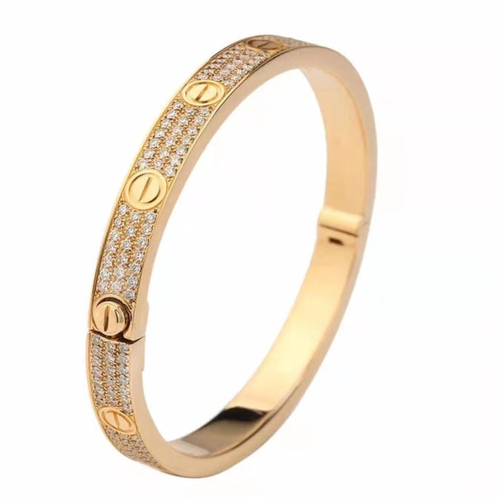 18 Karat Yellow Gold Cartier Love Bracelet With Pave Diamonds-SOLD