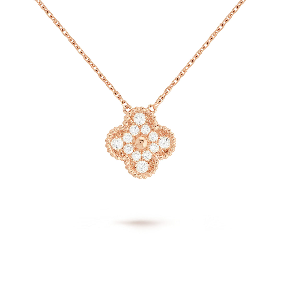 Van Cleef & Arpels Vintage Alhambra Diamond Rose Gold Pendant