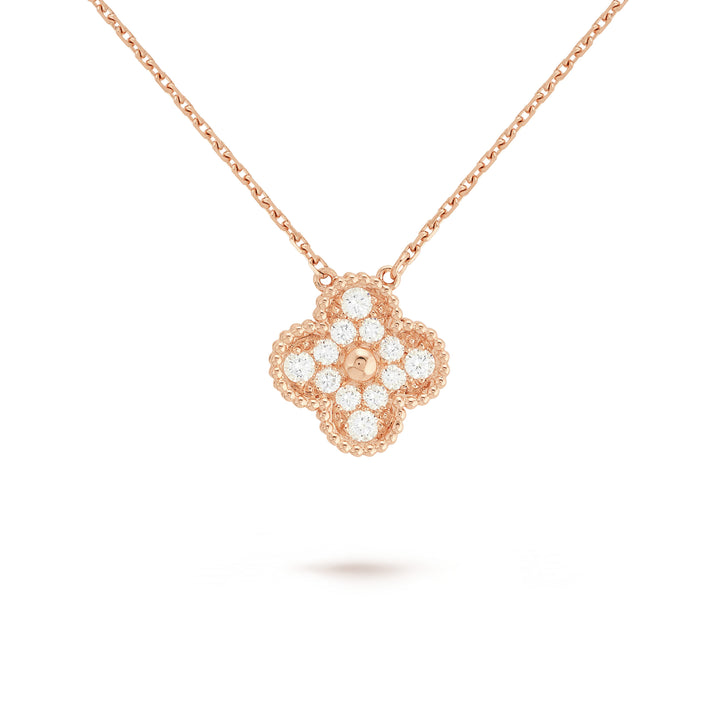 Van Cleef & Arpels Vintage Alhambra Diamond Rose Gold Pendant