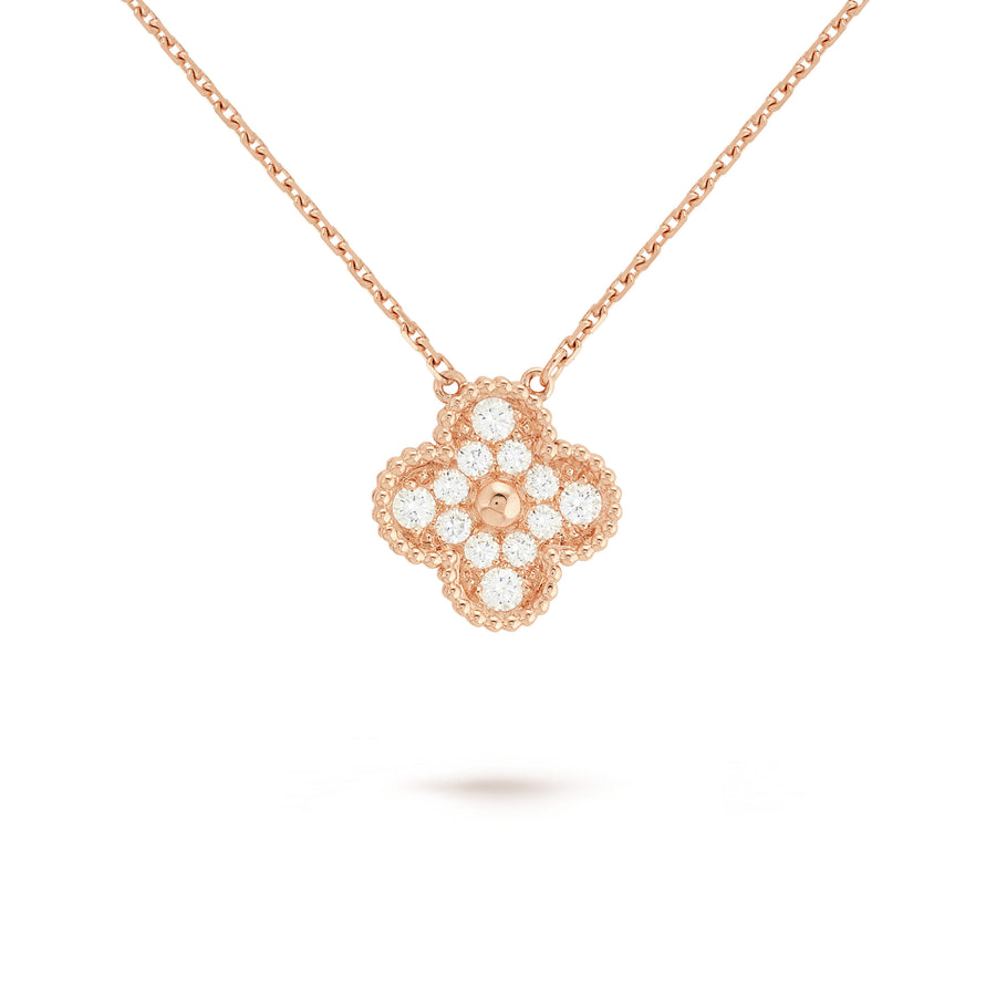 Van Cleef & Arpels Vintage Alhambra Diamond Rose Gold Pendant