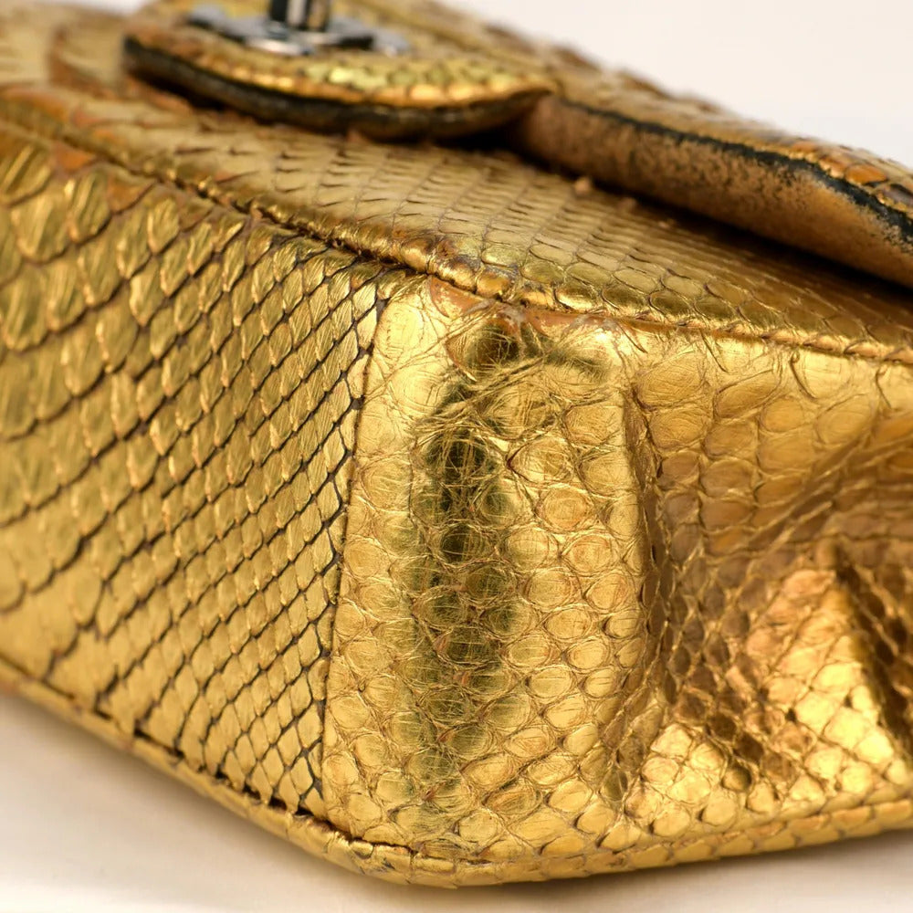 CHANEL Classic flap bag in exotic golden python