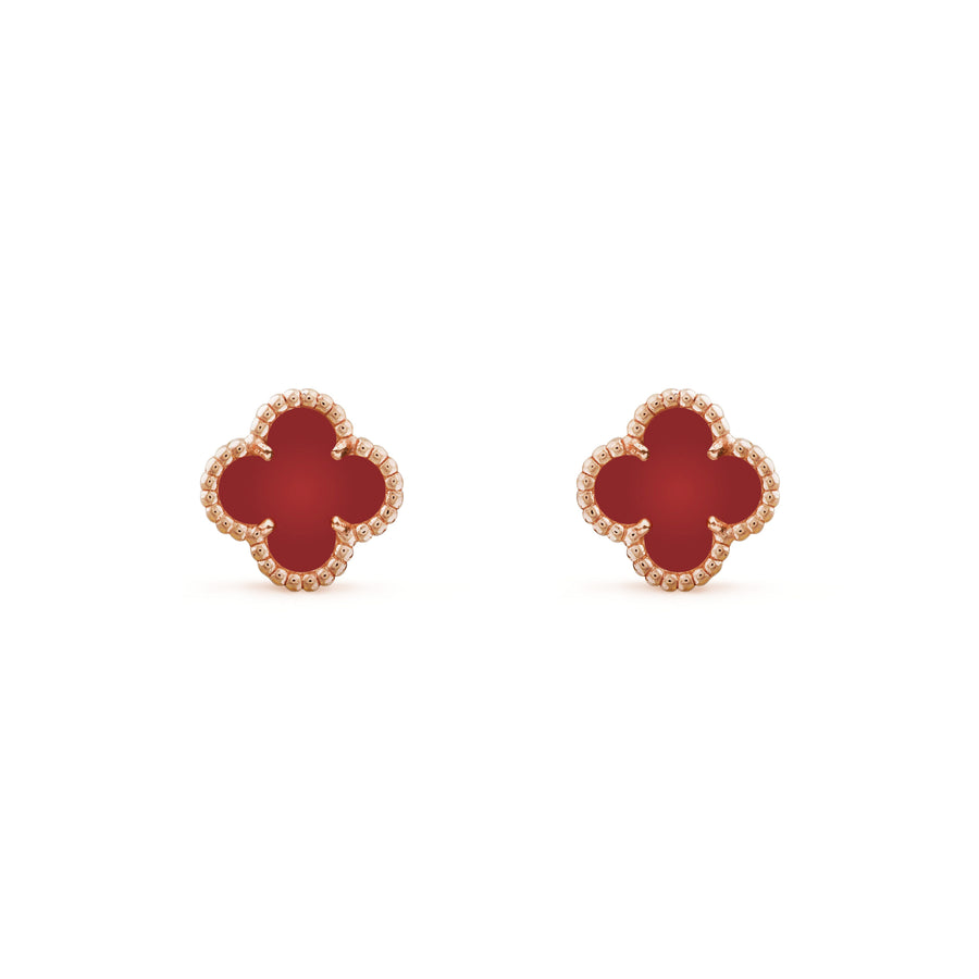 Van Cleef & Arpels Sweet Alhambra Carnelian 18K Rose Gold Earstuds