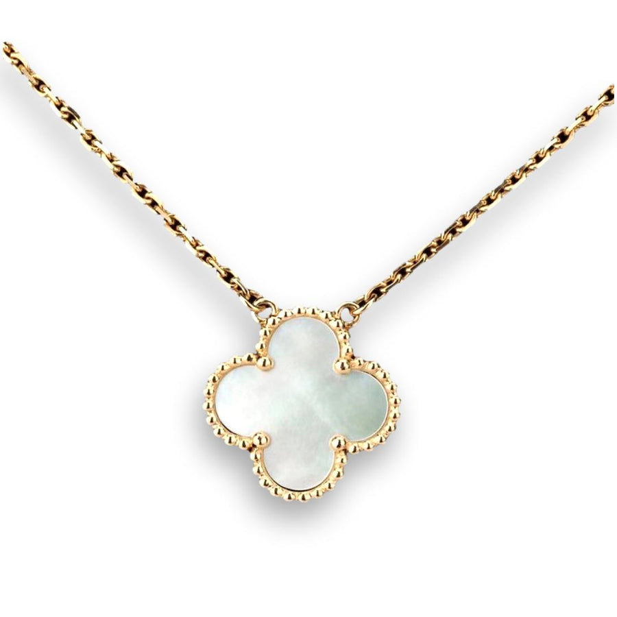 Van Cleef & Arpels Vintage Alhambra 18K Mother of Pearl Pendant Necklace