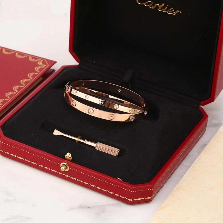 Cartier Limited Edition Rose Gold Diamond Love Bracelet Size 16