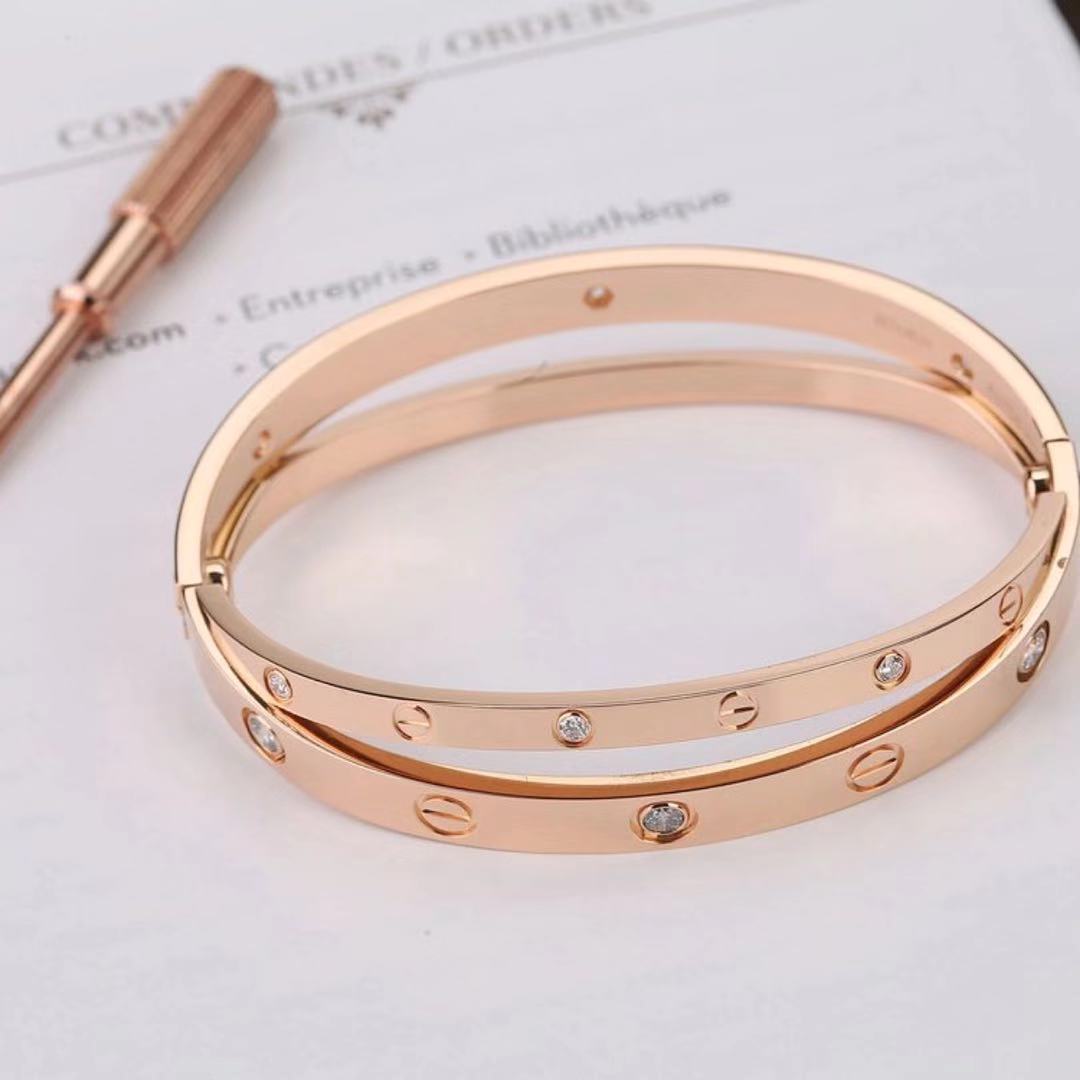 Cartier Limited Edition Rose Gold Diamond Love Bracelet Size 16