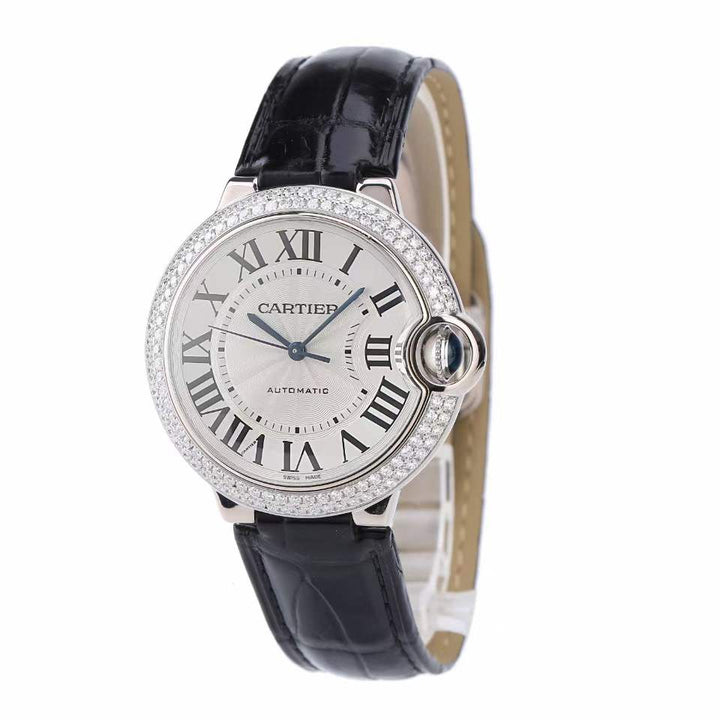 Cartier Ballon Bleu de Cartier Silvered Opaline Dial 18k Gold Diamond Watch-SOLD