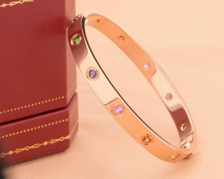 Cartier Love Bracelet Rainbow Rose Gold Size 17