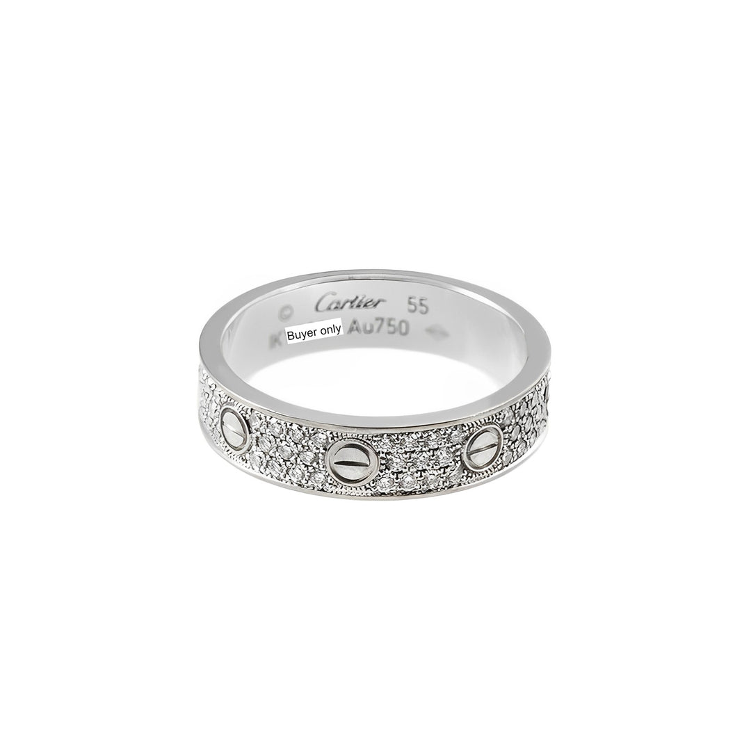 Cartier LOVE Wedding Diamond-Paved White Gold Ring Size 55