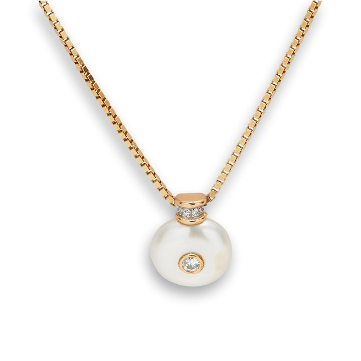 Pearl and Diamond Pendant Necklace-SOLD