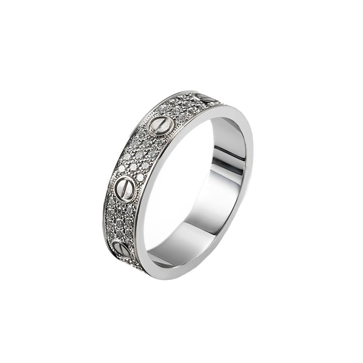 Cartier LOVE Wedding Diamond-Paved White Gold Ring Size 55