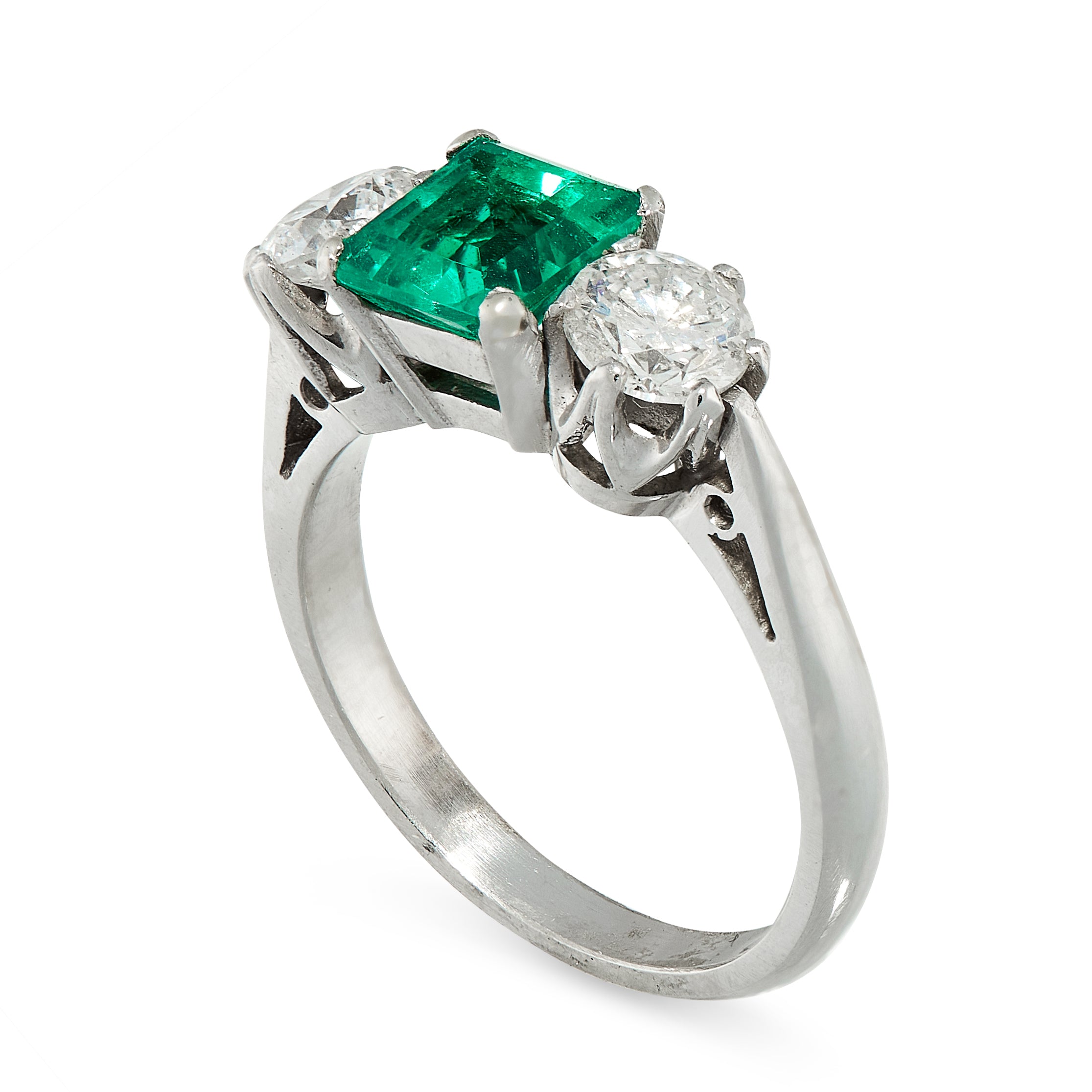 Top Gifts for Her - Platinum Emerald and Diamond Cluster