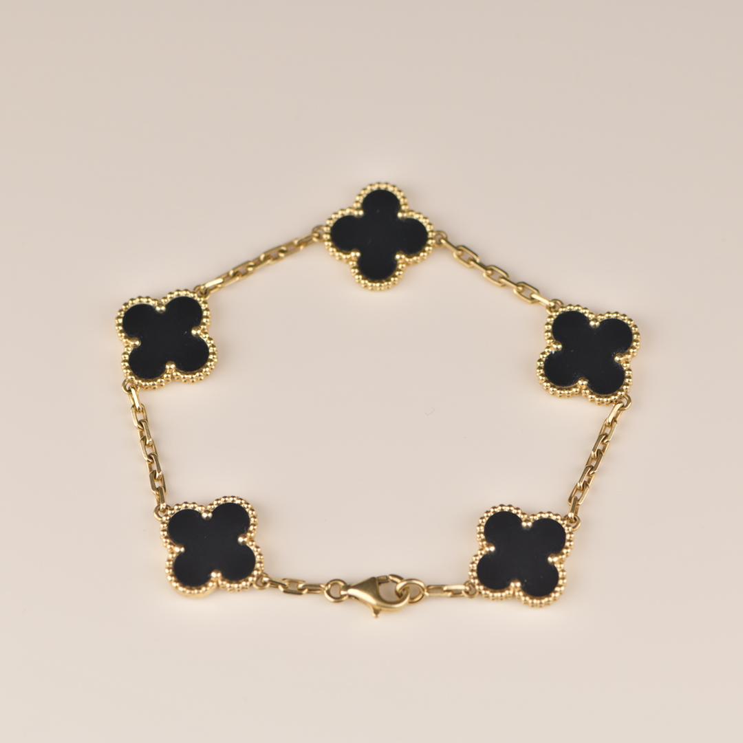 Used VCA Alhambra Black Onyx Bracelet