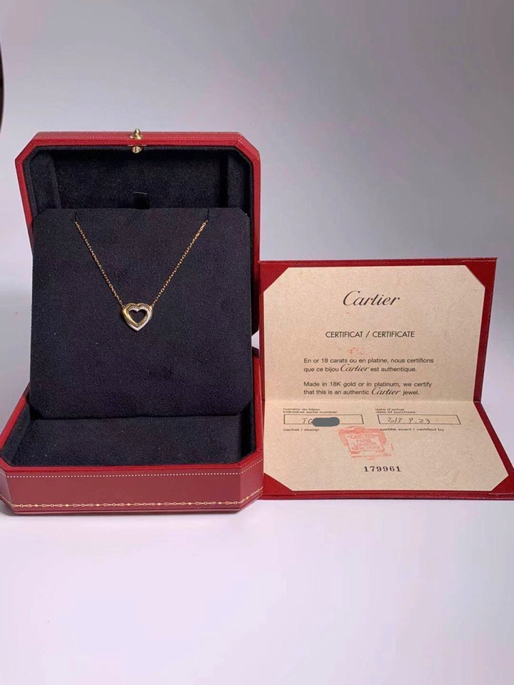 Cartier Trinity Heart Diamond 18k Yellow White Rose Gold Pendant Necklace