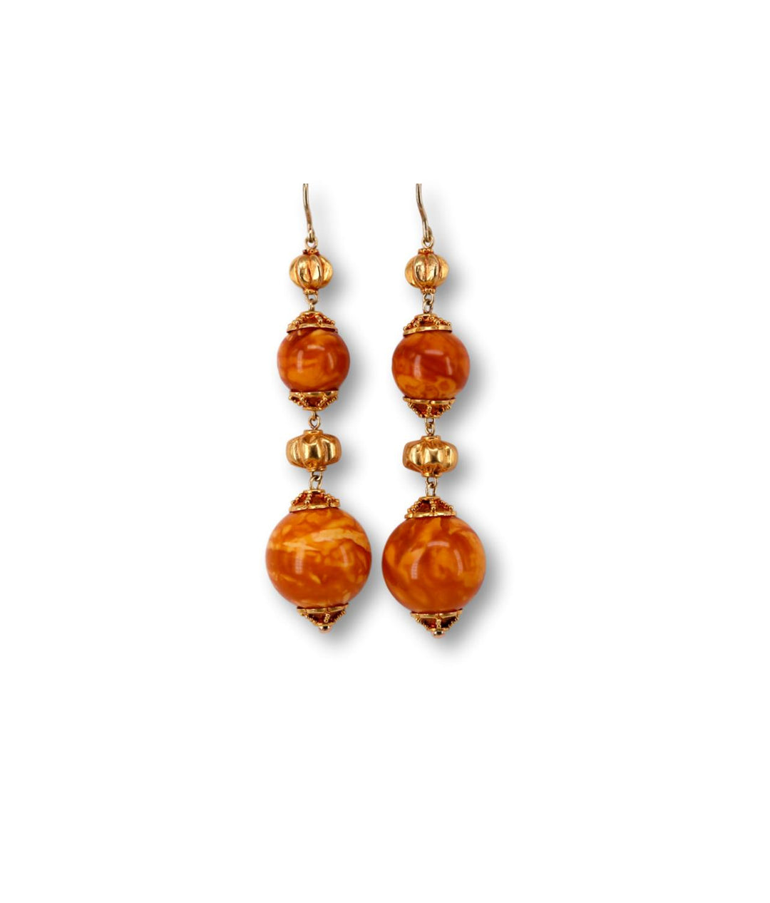 Antique Amber Beads Yellow Gold Earrings - SOLD