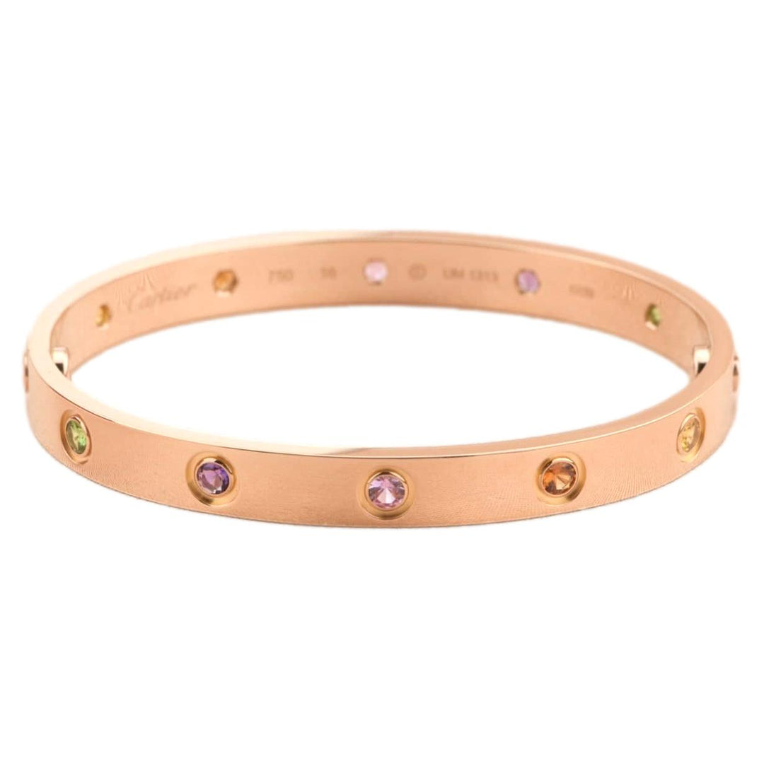 Cartier Love Bracelet Multi Gem Rose Gold Size 16