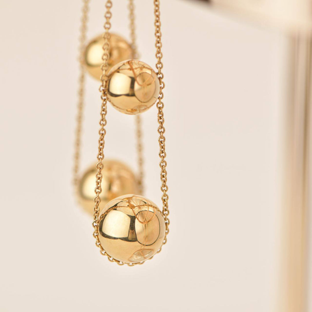 Tiffany City HardWear Gold Beads Drop Yellow Gold Earrings
