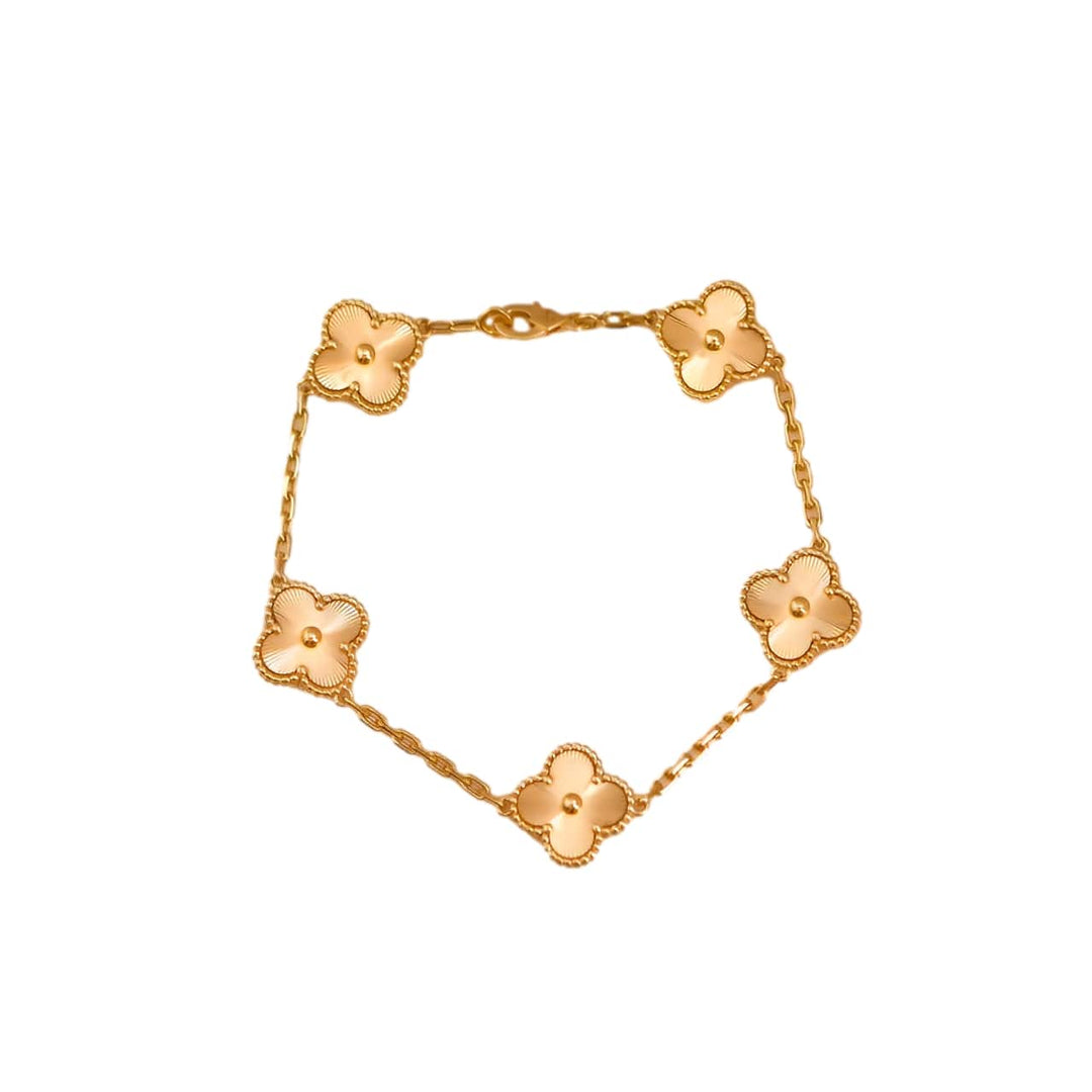 Van Cleef & Arpels Diamond-Paved Guilloche Vintage Alhambra 18Kt Gold  Bracelet - PreLoved Treasures