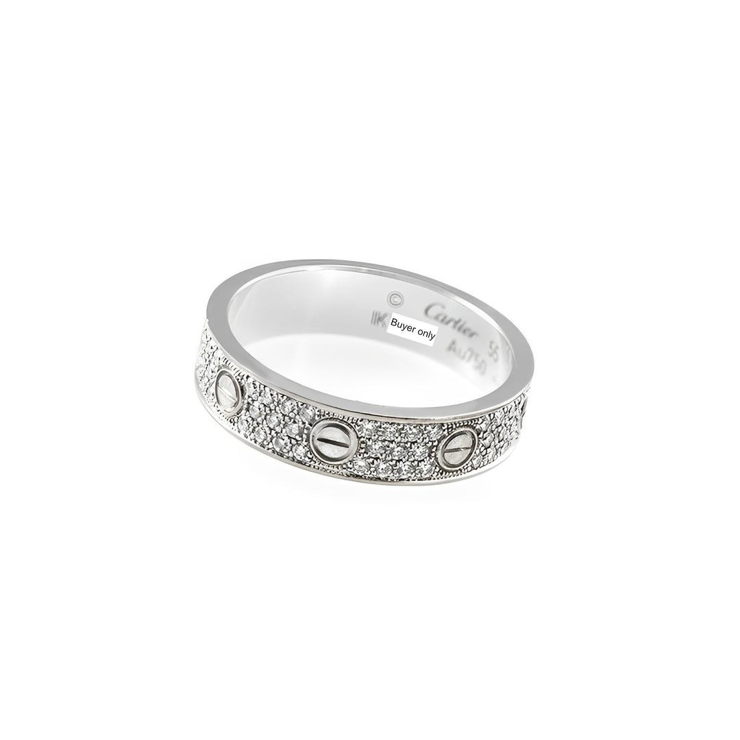 Cartier LOVE Wedding Diamond-Paved White Gold Ring Size 55