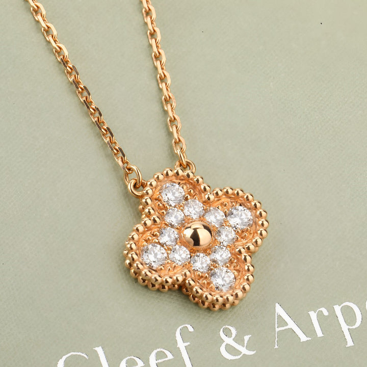 Van Cleef & Arpels Vintage Alhambra Diamond Rose Gold Pendant