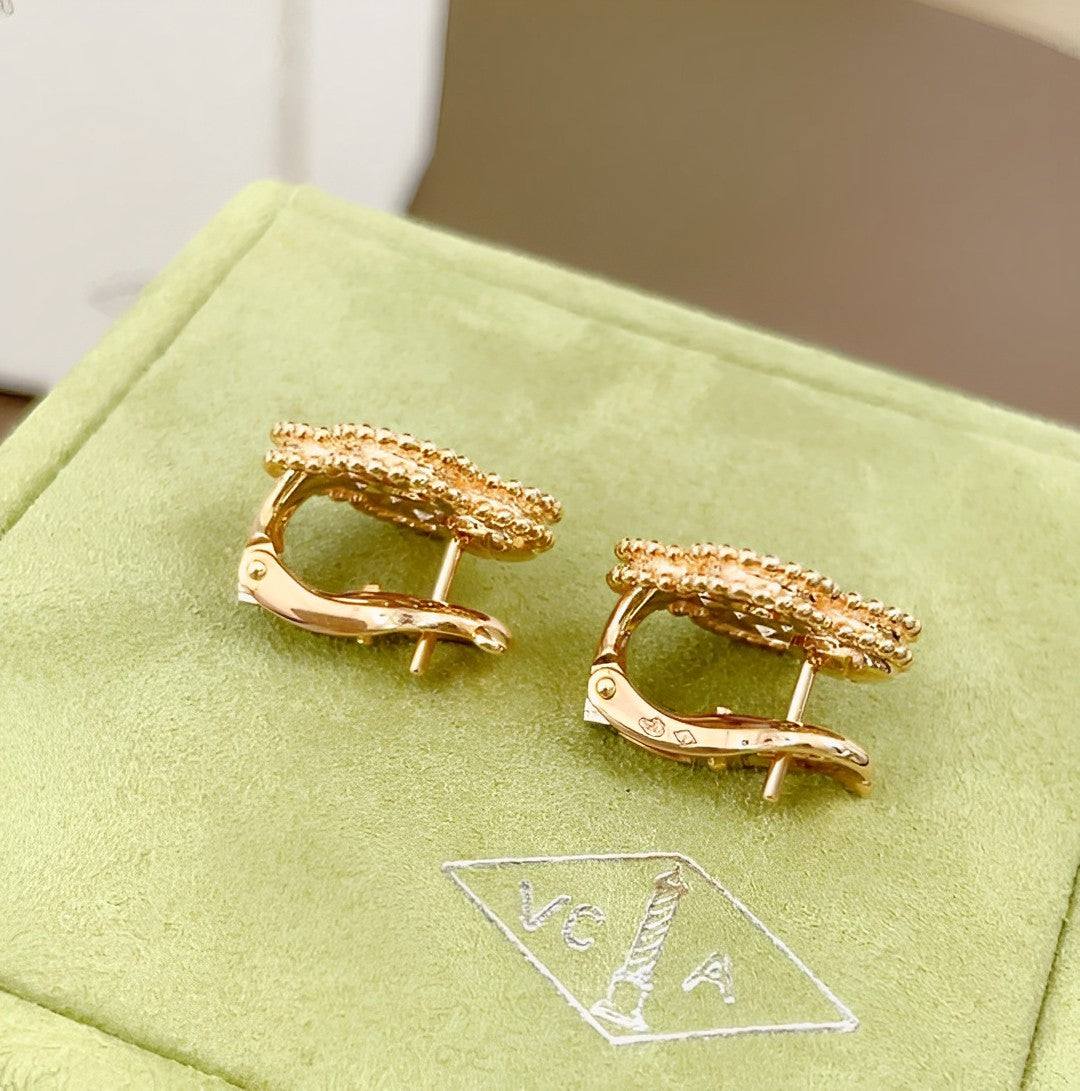 Van Cleef & Arpels Vintage Alhambra Diamond 18K Rose Gold Earrings