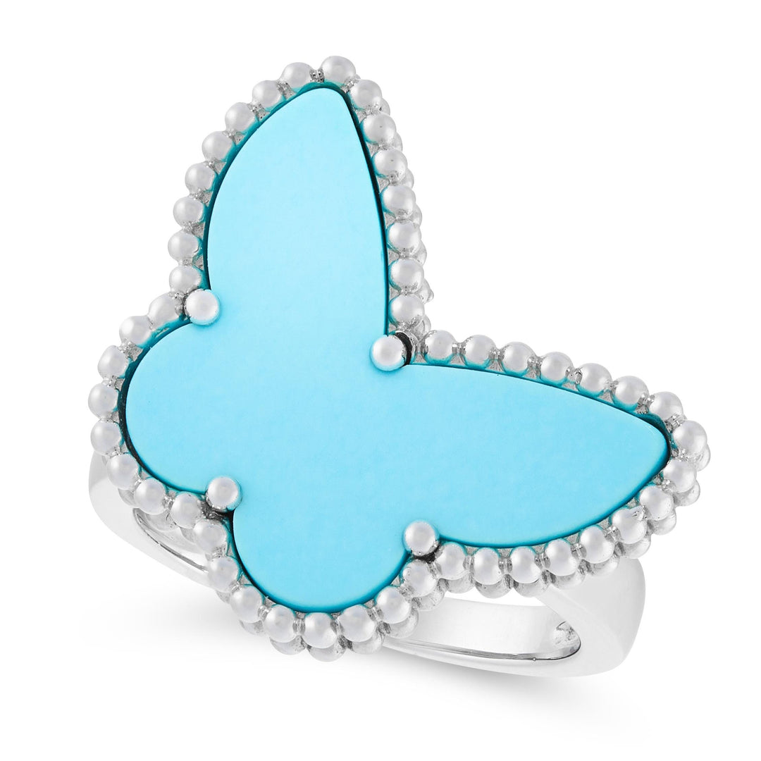 Van Cleef &amp; Arpels Lukcy Alhambra Turquoise Butterfly Ring Size 52