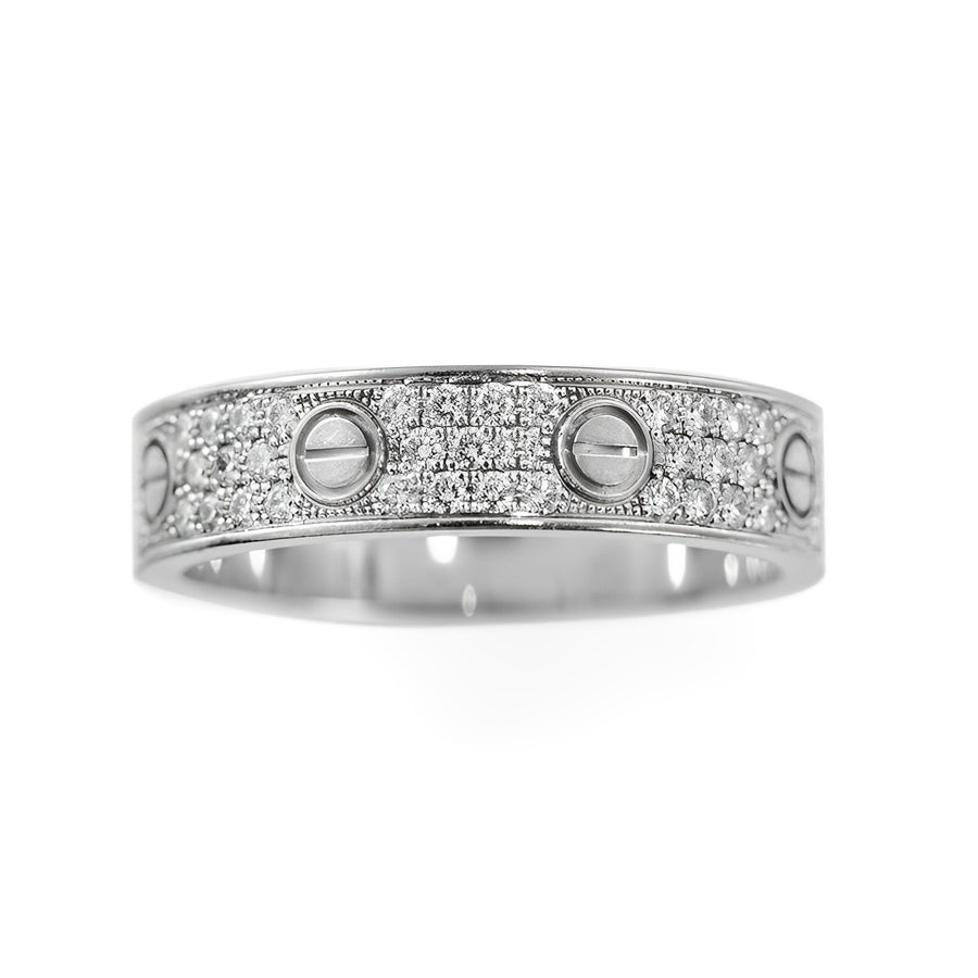 Cartier LOVE Wedding Diamond-Paved White Gold Ring Size 55