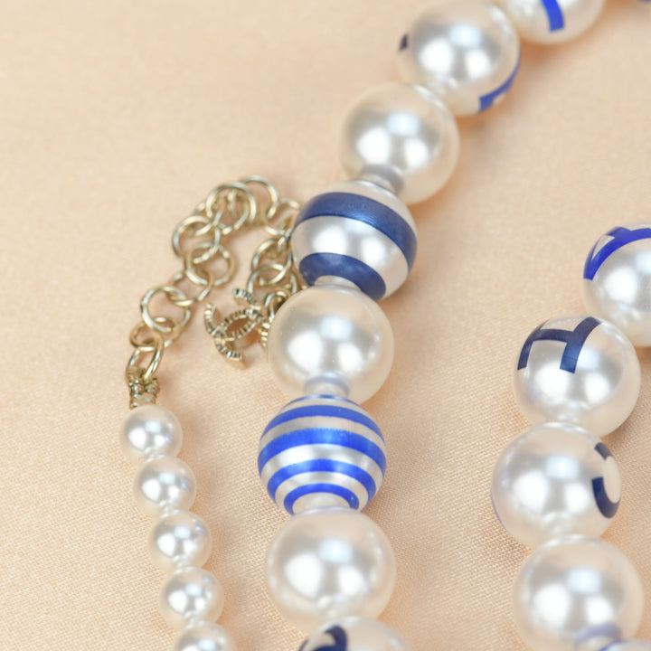 Chanel Cruise 2019 Painted Pearl Coco Logo Necklace