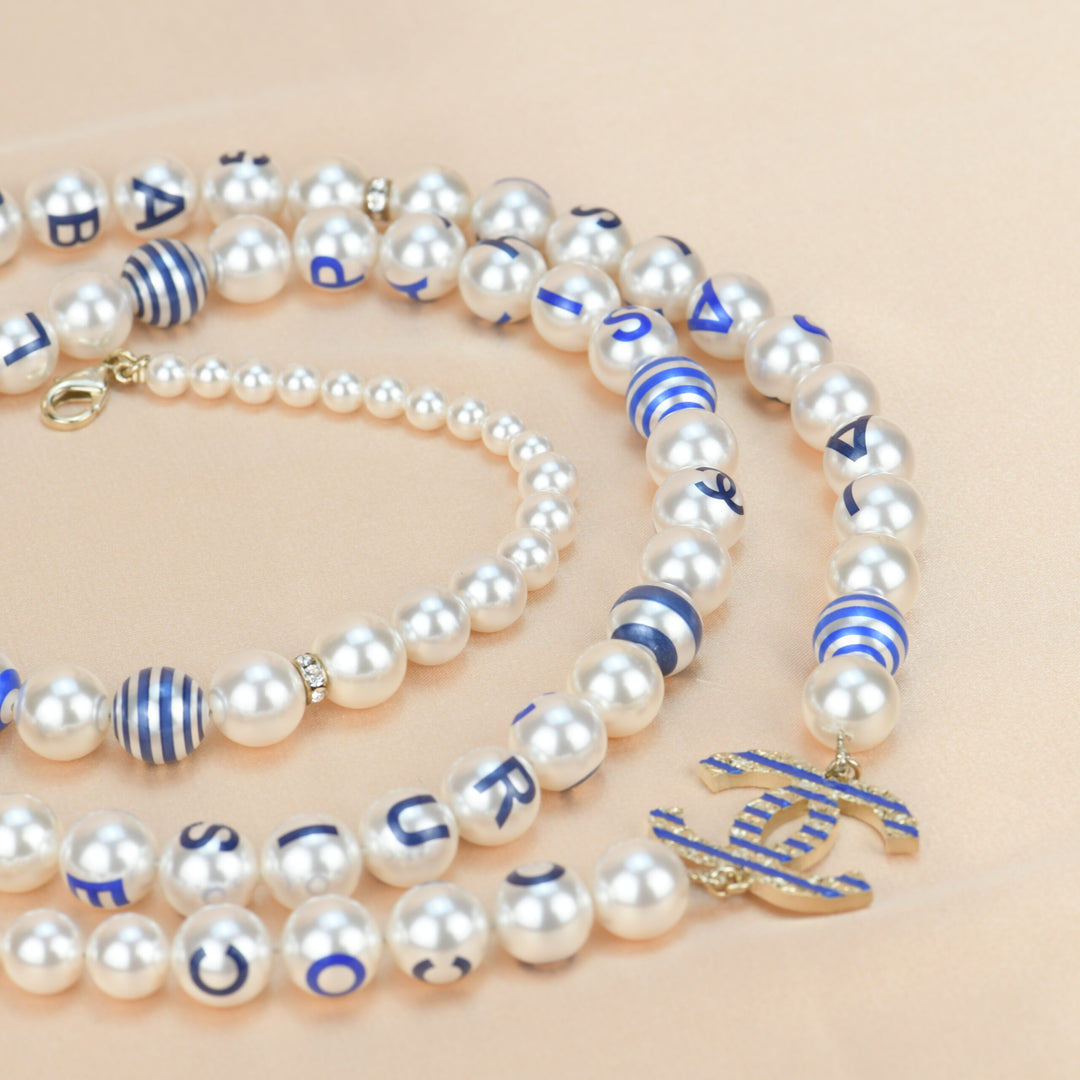 Chanel Cruise 2019 Painted Pearl Coco Logo Necklace