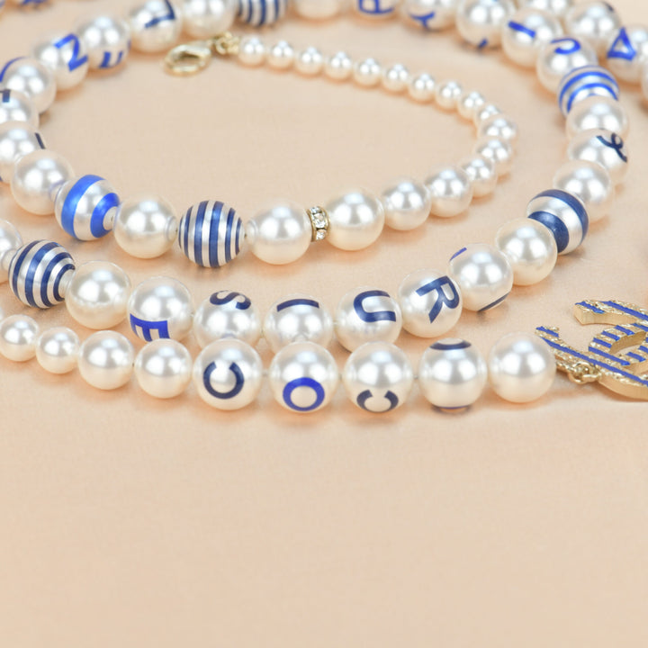 Chanel Cruise 2019 Painted Pearl Coco Logo Necklace