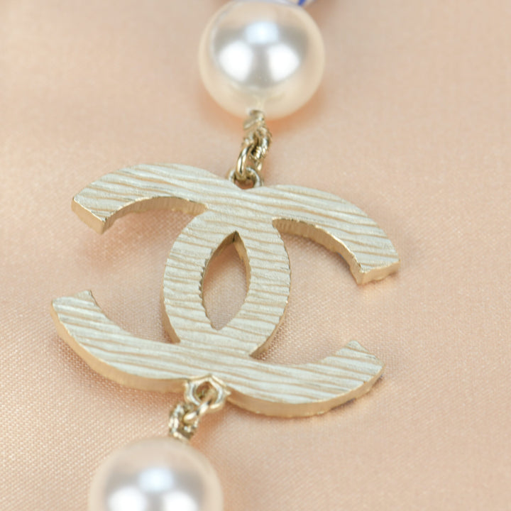 Chanel Cruise 2019 Painted Pearl Coco Logo Necklace