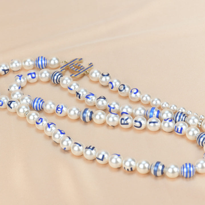 Chanel Cruise 2019 Painted Pearl Coco Logo Necklace