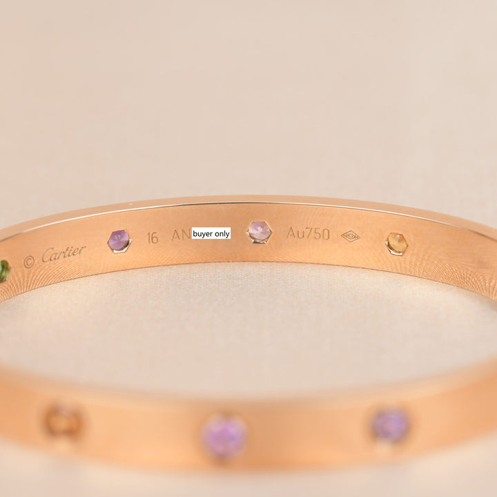 Cartier Love Bracelet Rainbow Rose Gold Size 16