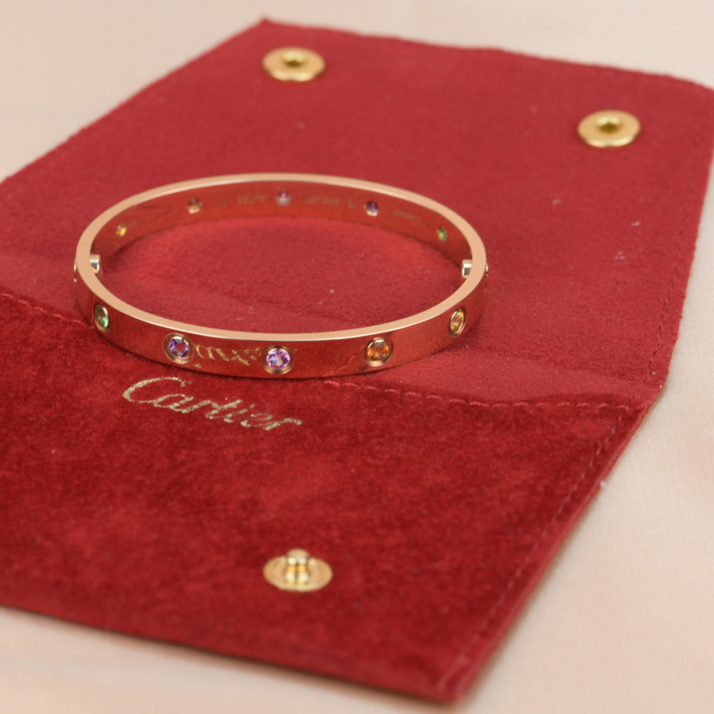 Cartier Love Bracelet Rainbow Rose Gold Size 16